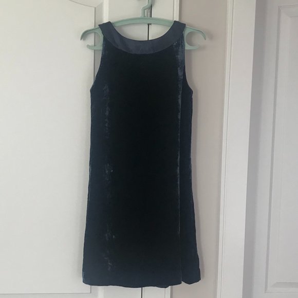 H&M Navy Blue Velvet Dress Size 6 - Picture 2 of 5